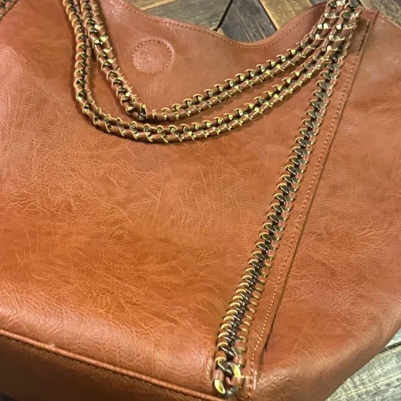 Altar'd State Brown Vegan Leather tote purse with pouch. - Picture 4 of 15